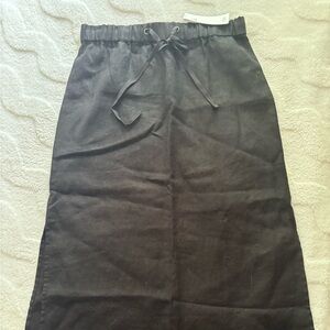 Eileen Fisher Black Midi Pencil Skirt with Tie Front